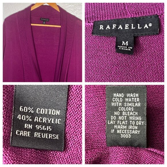 Rafaella Womens M Cardigan Sweater Drape Front Burgundy Career Comfortable Y2K - Picture 12 of 16
